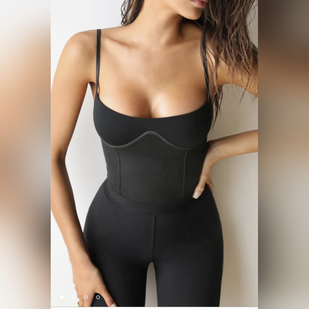 Joah Brown Black Corset Tank